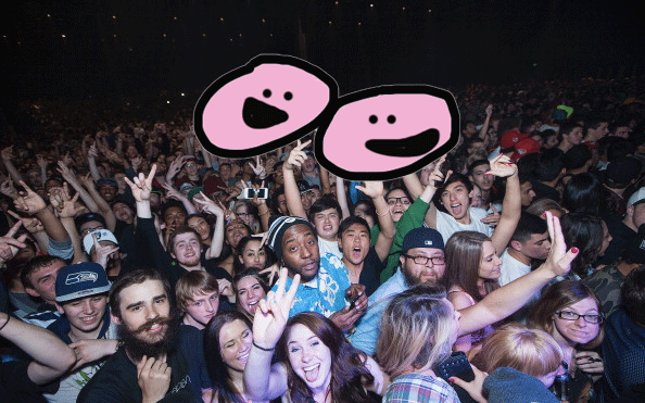 Crowd cheers for balls